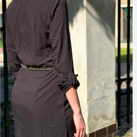 Guess Milk Chocolate 3/4 Sleeve Lightweight 100% Silk Sheath Mini Dress size XS - Picture 2 of 9